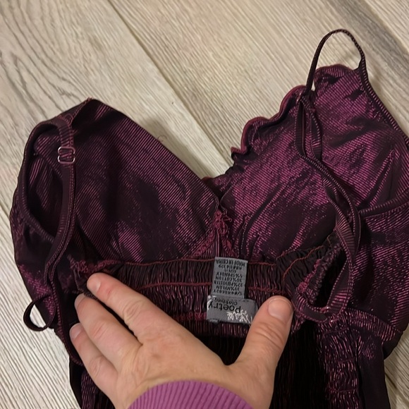 Poetry Clothing sexy top. Burgundy color with built in bra and ruffles, small - Picture 5 of 6